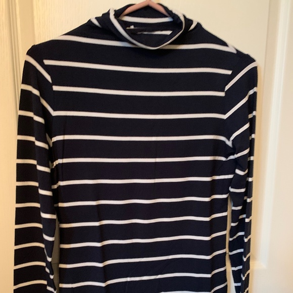 STRIPED DARK NAVY TOP - MODALF TURTLENECK - Picture 1 of 8